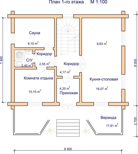 План дома на 2 комнаты